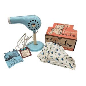 Vintage Tropic Aire Blue Stand Hair Dryer Movie Prop W/ Bonnet Box & Tags Works!